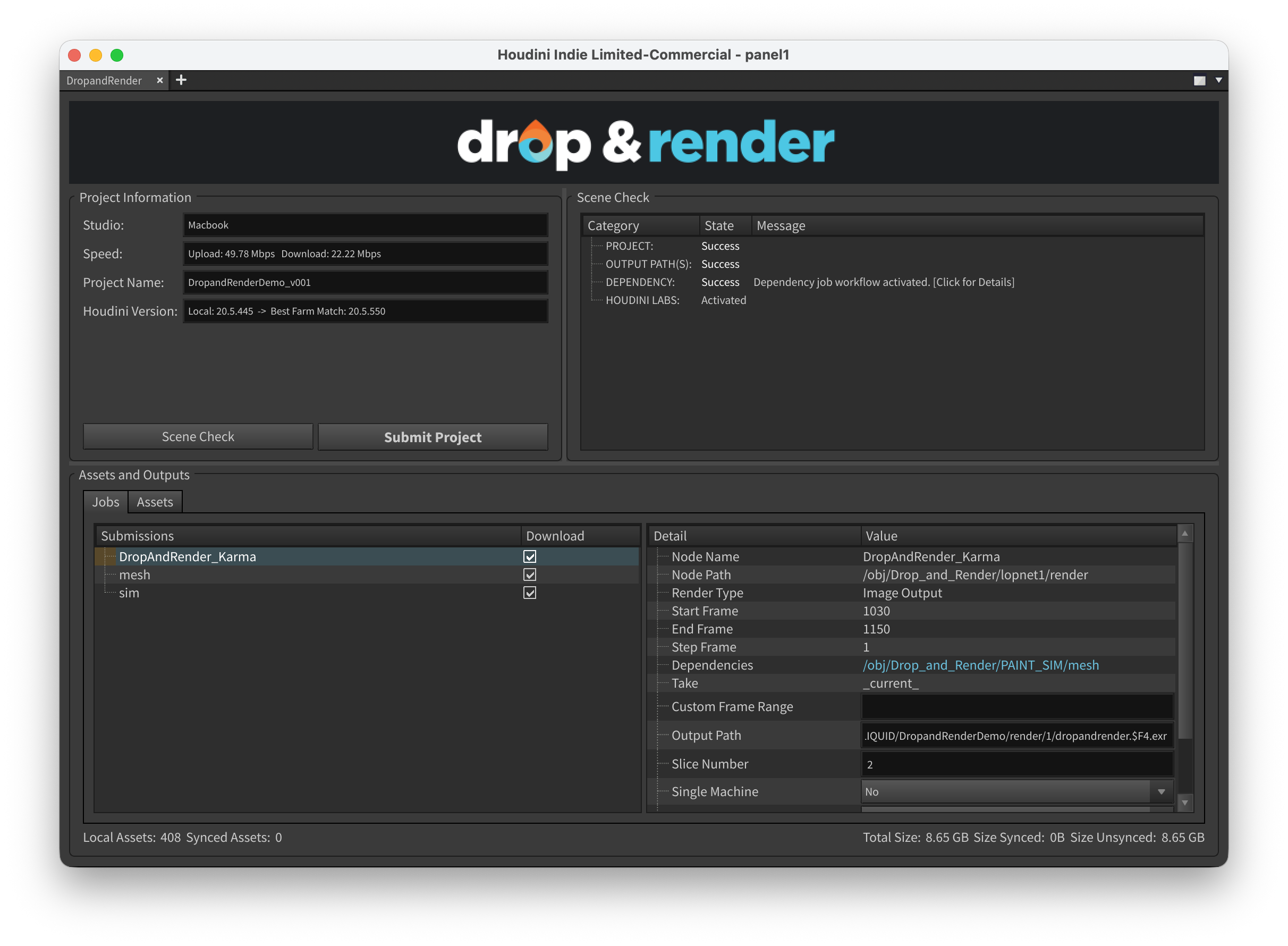 Drop & Render Houdini plugin