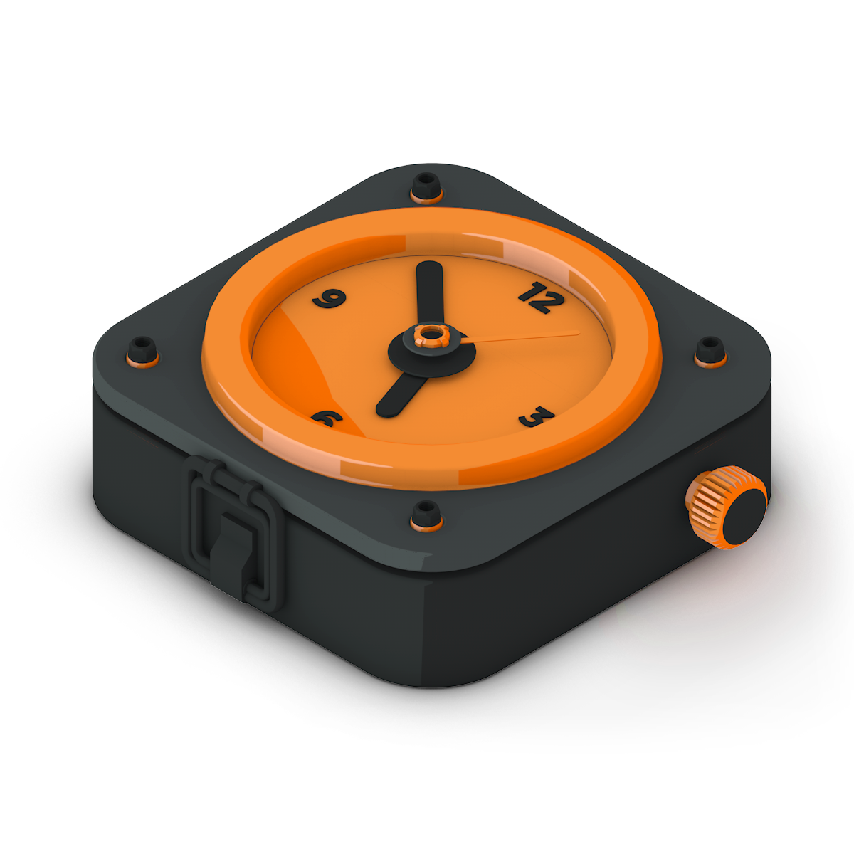 3D rendered clock displaying the quick start guide for rendering projects